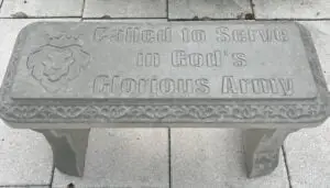 Gods army concrete bench