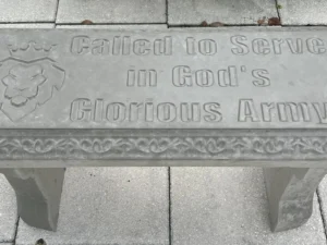 Gods army concrete bench