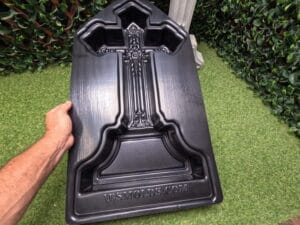 Legacy Cross mold for concrete – ABS reusable mold with floral detail for garden, memorial, or resale use