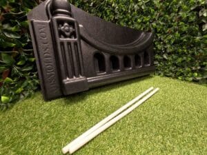 Upright Regal Arch Mold showing detailed column design with the two included pipes used to form the rebar holes.