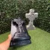 Freedom Cross concrete mold showing detail with finished concrete cross background