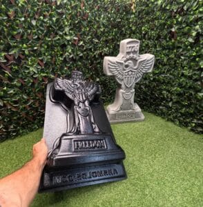 Freedom Cross concrete mold showing detail with finished concrete cross background