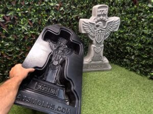 Freedom Cross concrete mold with finished cross comparison ABS mold detail
