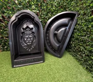 Interior view of Kingswell Fountain Concrete Mold Set showing bowl mold and lion topper mold