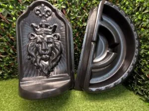 Kingswell Fountain Concrete Mold Set showing bowl mold and lion topper mold