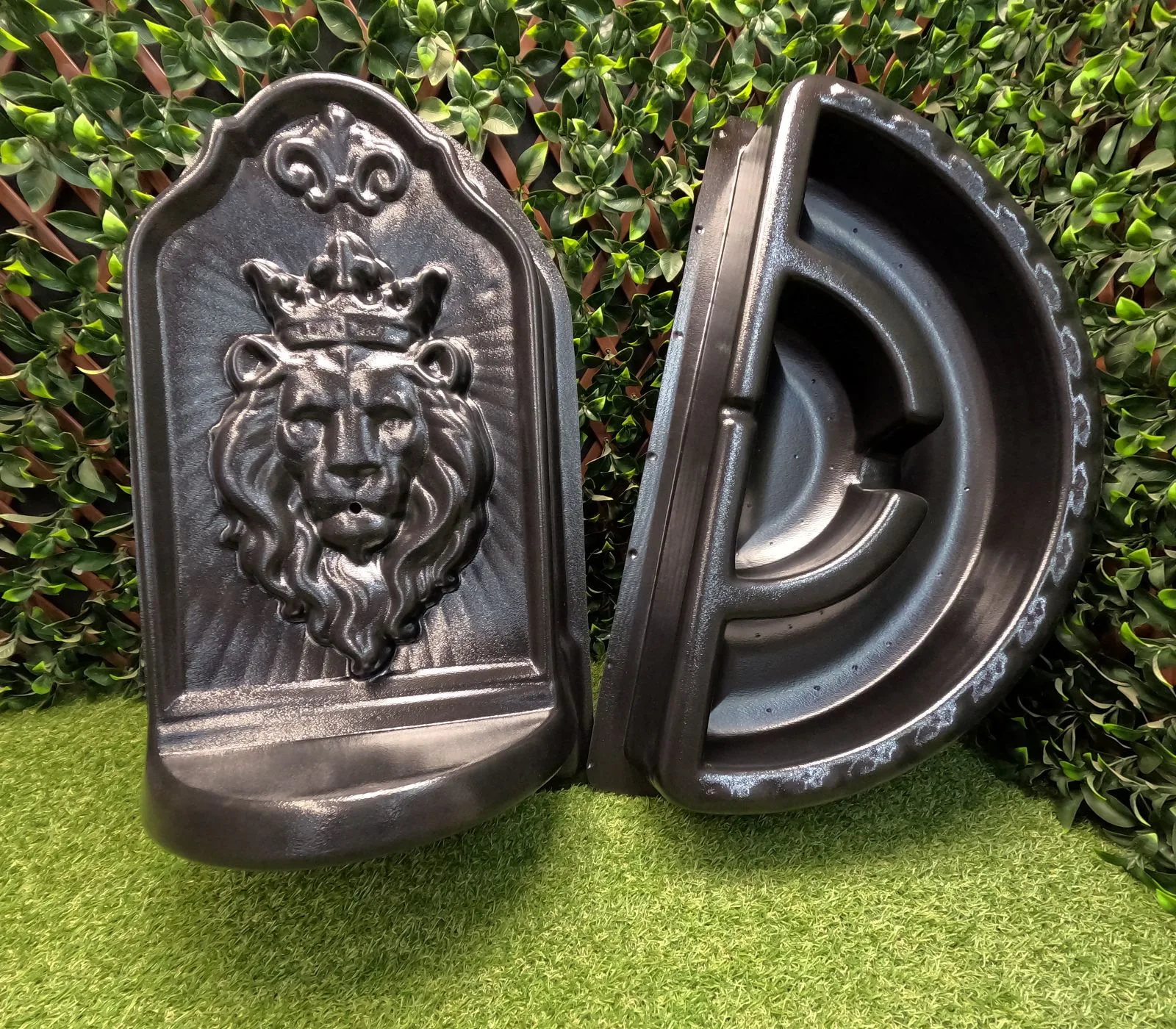 Kingswell Fountain Concrete Mold Set showing bowl mold and lion topper mold